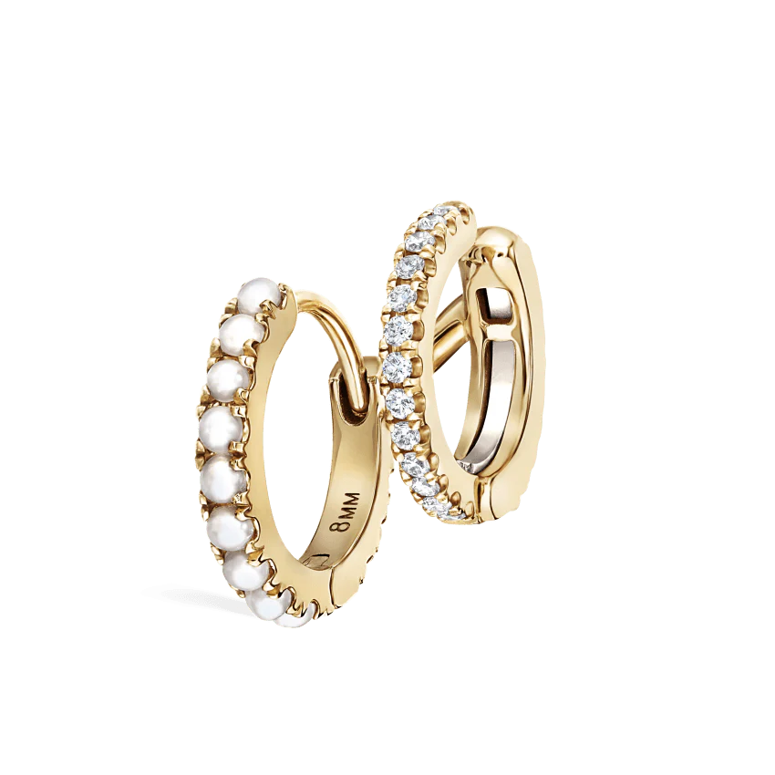 Pearl and Diamond Double Eternity Linked Hoop Earring and Cuff - Image 11