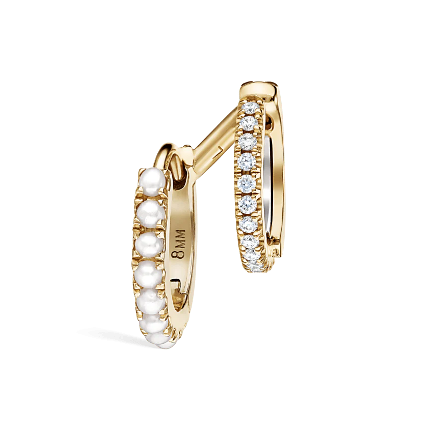 Pearl and Diamond Double Eternity Linked Hoop Earring and Cuff - Image 12