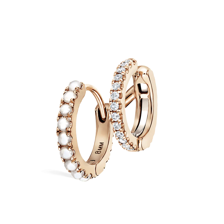 Pearl and Diamond Double Eternity Linked Hoop Earring and Cuff - Image 20