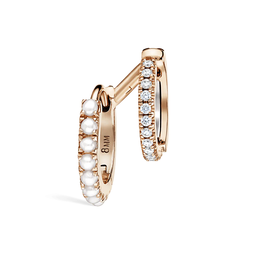 Pearl and Diamond Double Eternity Linked Hoop Earring and Cuff - Image 21