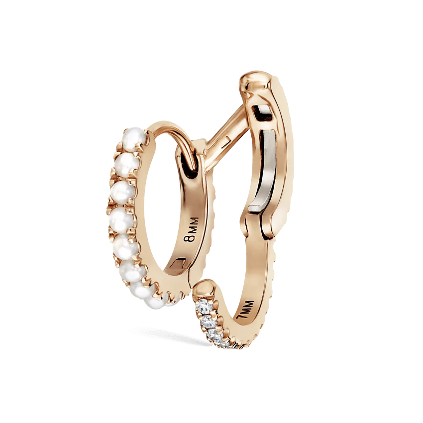 Pearl and Diamond Double Eternity Linked Hoop Earring and Cuff - Image 22