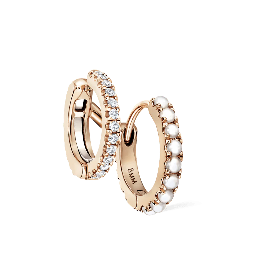 Pearl and Diamond Double Eternity Linked Hoop Earring and Cuff - Image 25