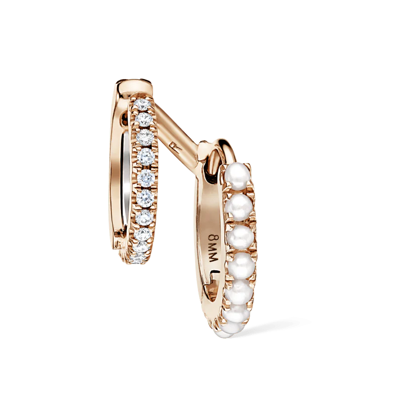Pearl and Diamond Double Eternity Linked Hoop Earring and Cuff - Image 26
