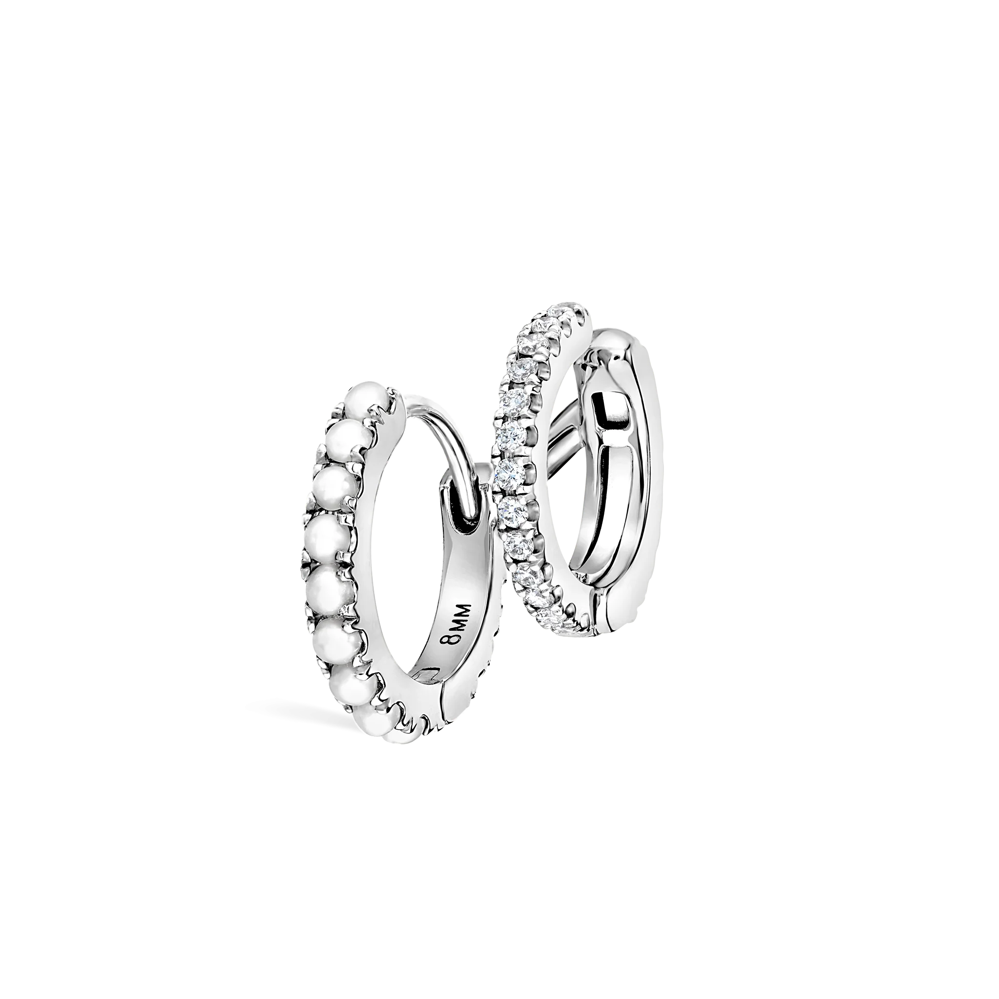 Pearl and Diamond Double Eternity Linked Hoop Earring and Cuff - Image 31