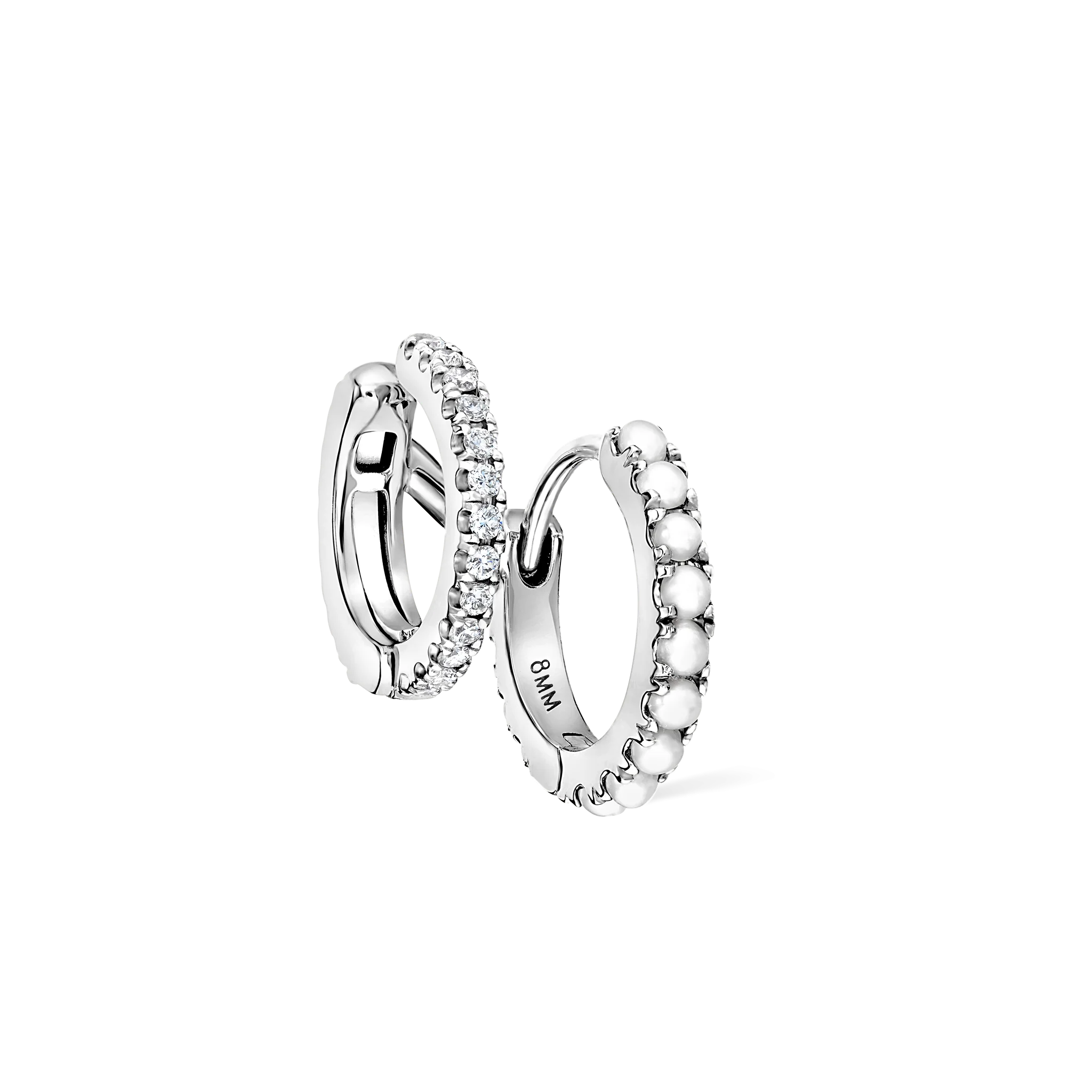 Pearl and Diamond Double Eternity Linked Hoop Earring and Cuff - Image 32