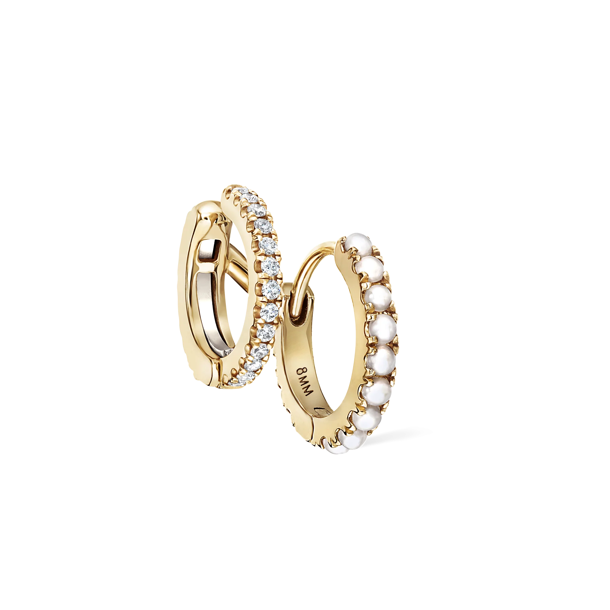 Pearl and Diamond Double Eternity Linked Hoop Earring and Cuff - Image 34
