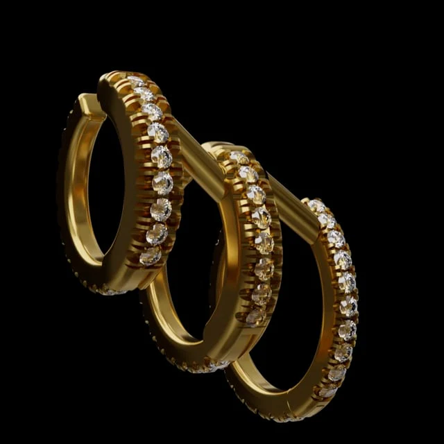 Pearl and Diamond Triple Linked Eternity Hoop Earring and Cuffs - Image 17