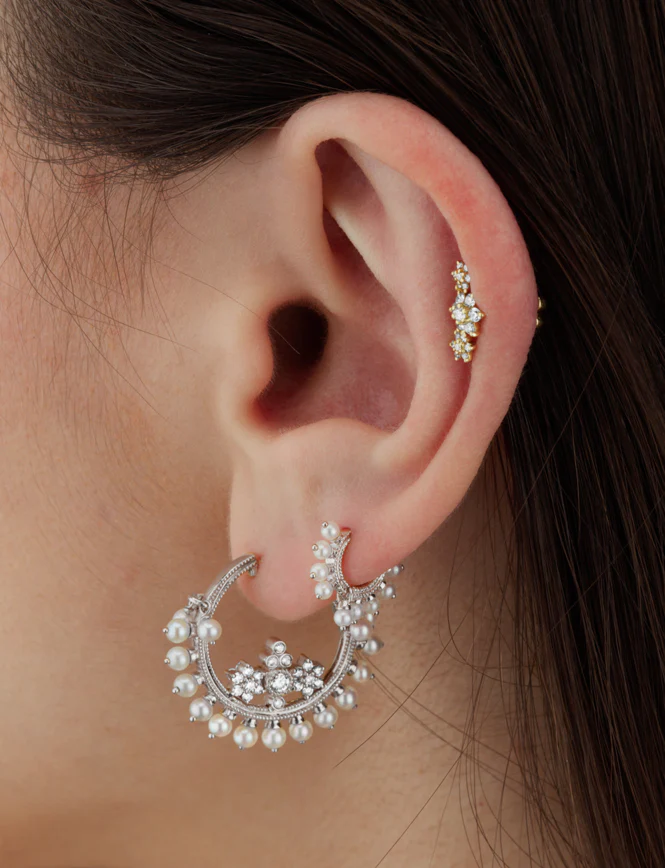 Pearl Coronet Hoop Earring - Image 5