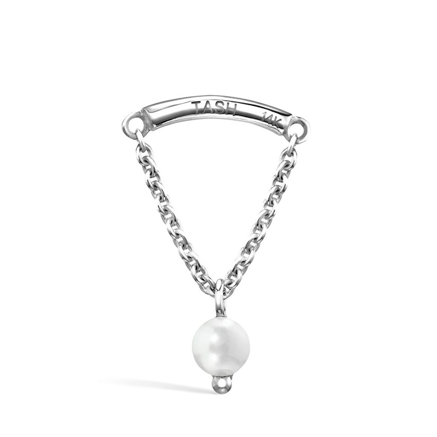 Pearl Drape Threaded Stud Earring With Titanium Backing - Image 3