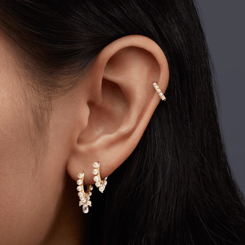 Pearl Eternity Hoop Earring - Image 4