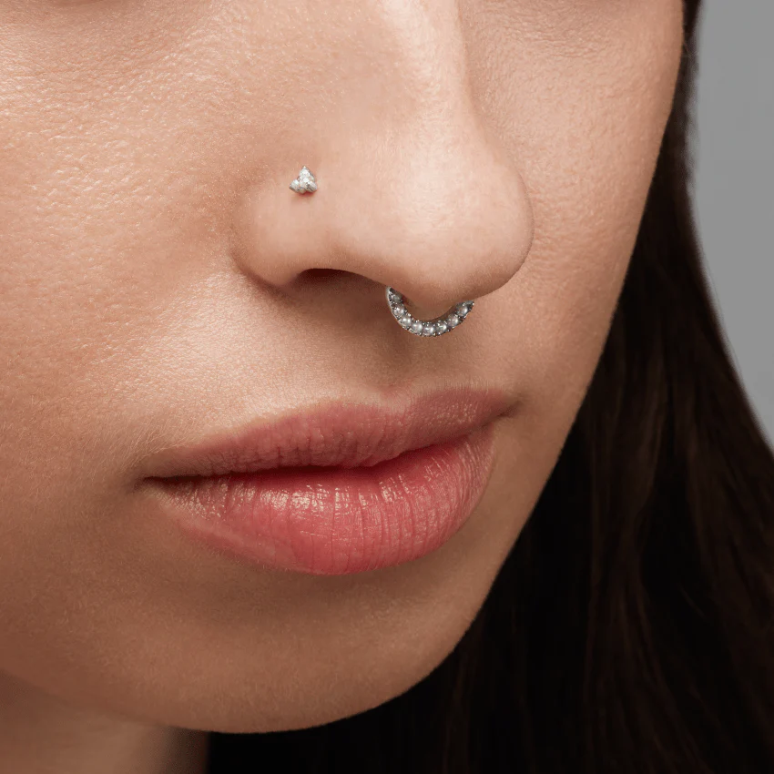 Pearl Horizontal Eternity Hoop Earring - Image 10