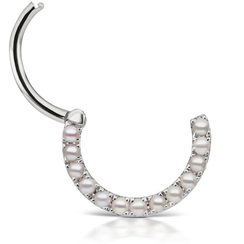 Pearl Horizontal Eternity Hoop Earring - Image 12