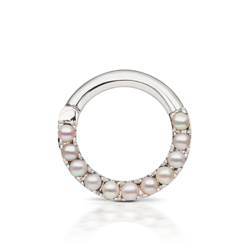 Pearl Horizontal Eternity Hoop Earring - Image 13