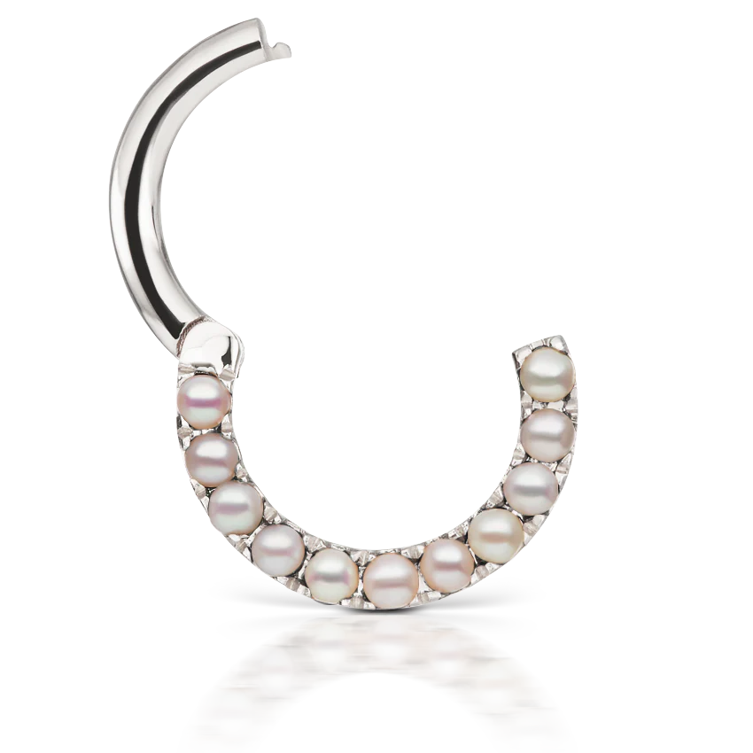 Pearl Horizontal Eternity Hoop Earring - Image 14
