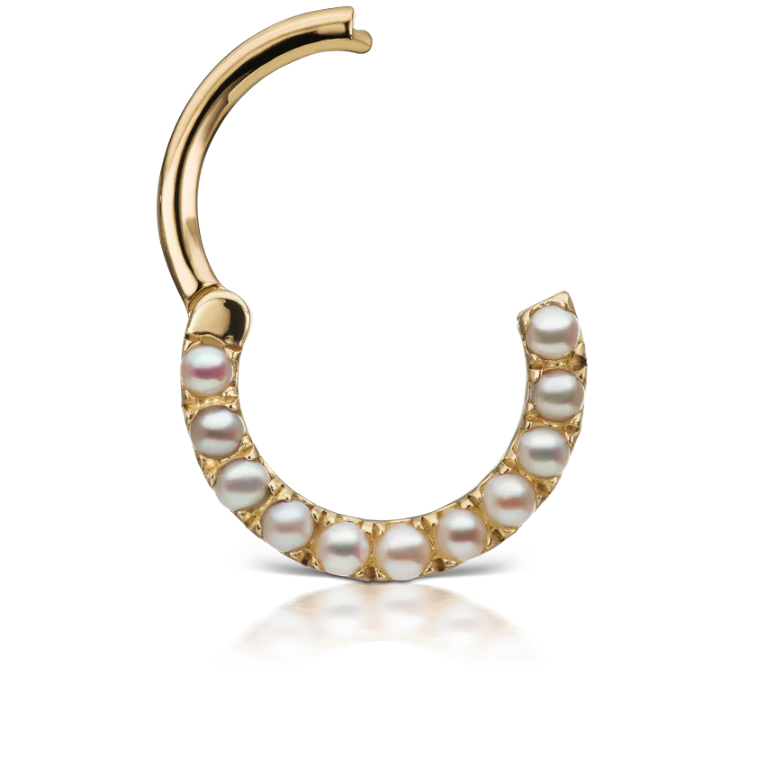 Pearl Horizontal Eternity Hoop Earring - Image 16