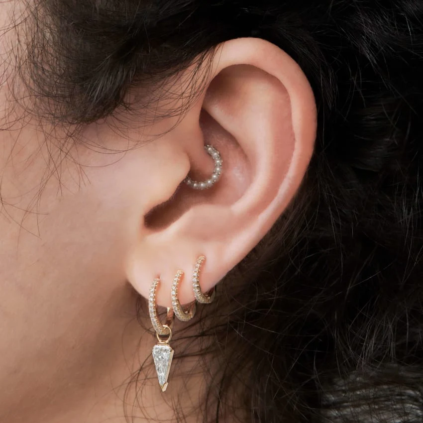 Pearl Horizontal Eternity Hoop Earring - Image 34