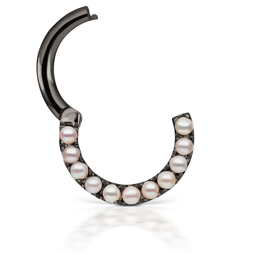 Pearl Horizontal Eternity Hoop Earring - Image 42