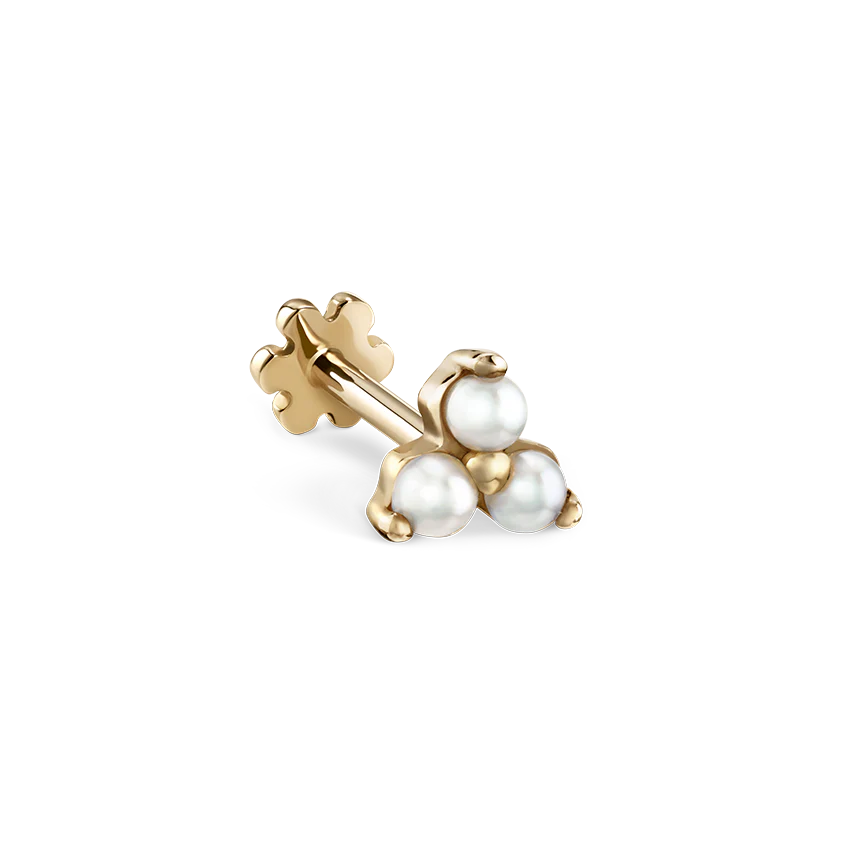 Pearl Trinity Threaded Stud Earring - Image 11