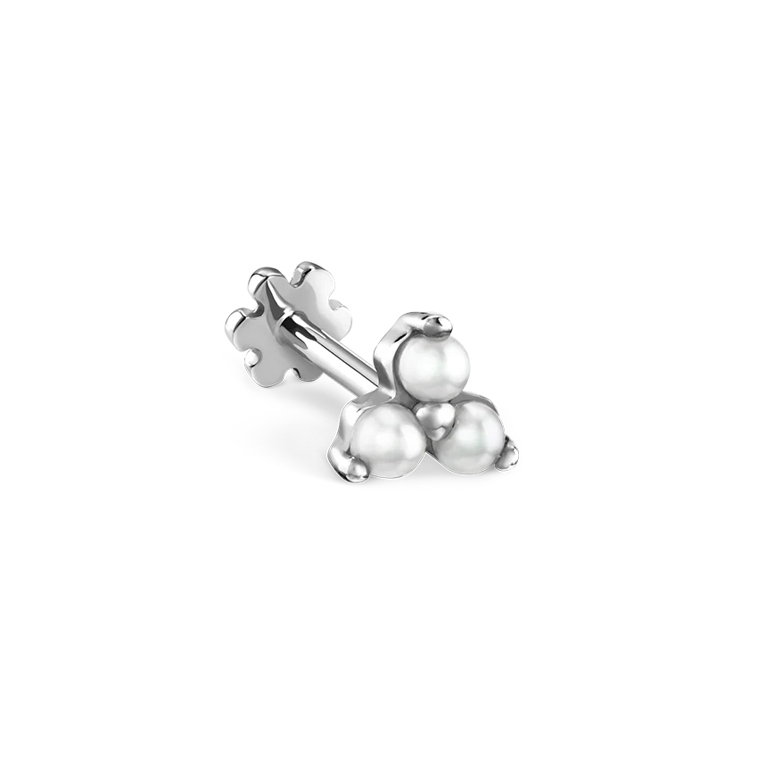 Pearl Trinity Threaded Stud Earring - Image 4