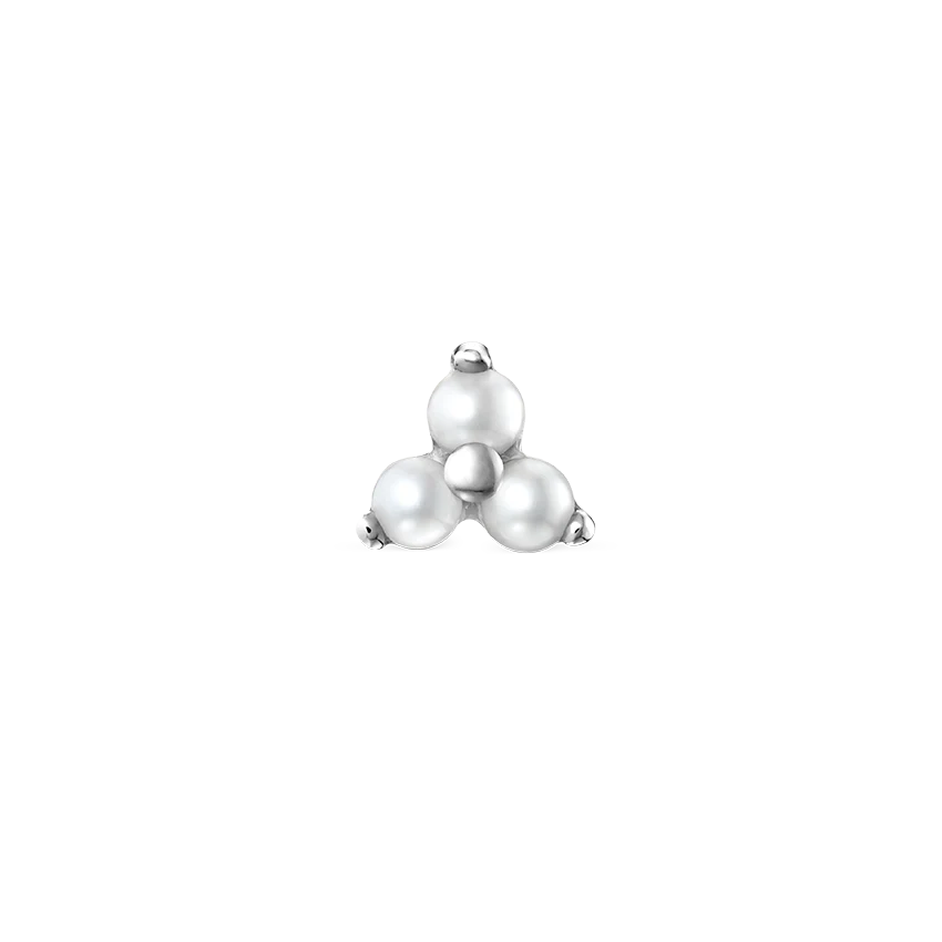 Pearl Trinity Threaded Stud Earring - Image 5