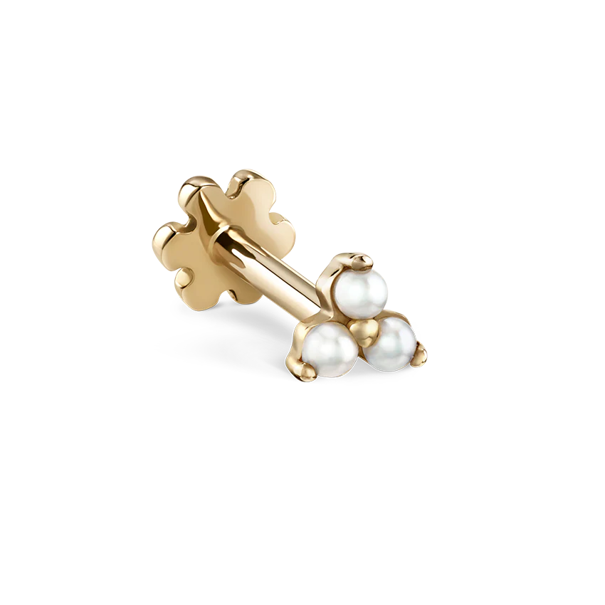 Pearl Trinity Threaded Stud Earring With Titanium Backing - Image 8