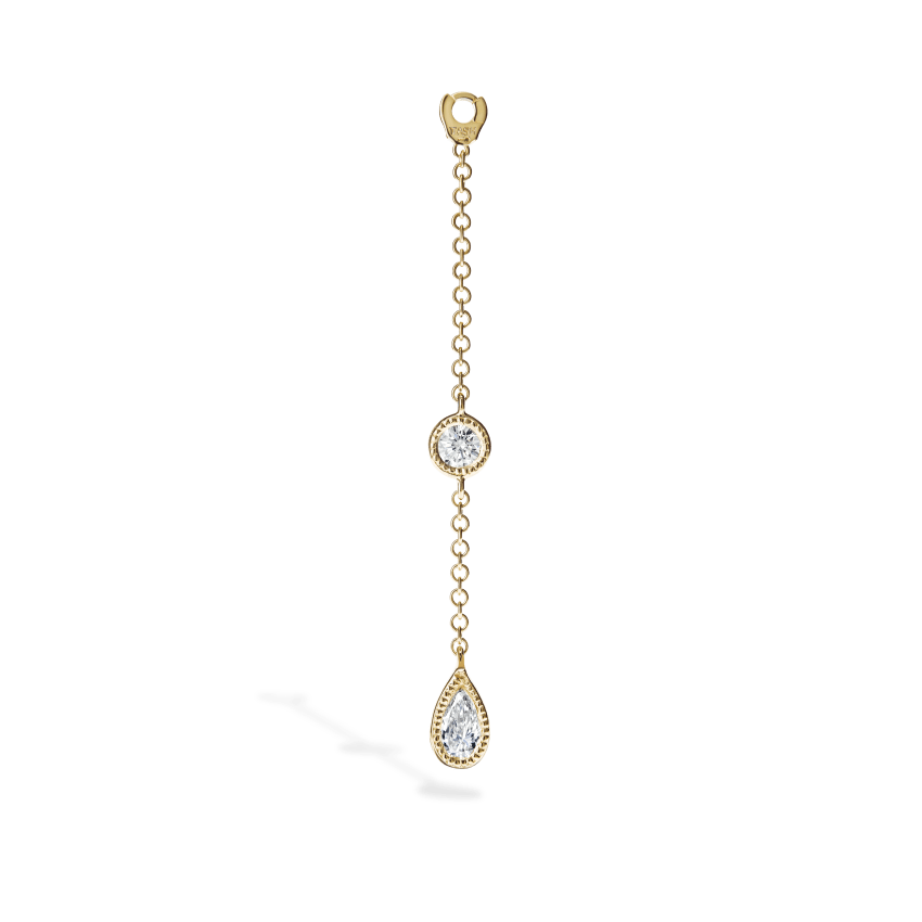 Pendulum Charm Scalloped Set Pear and Round Diamond - Image 4