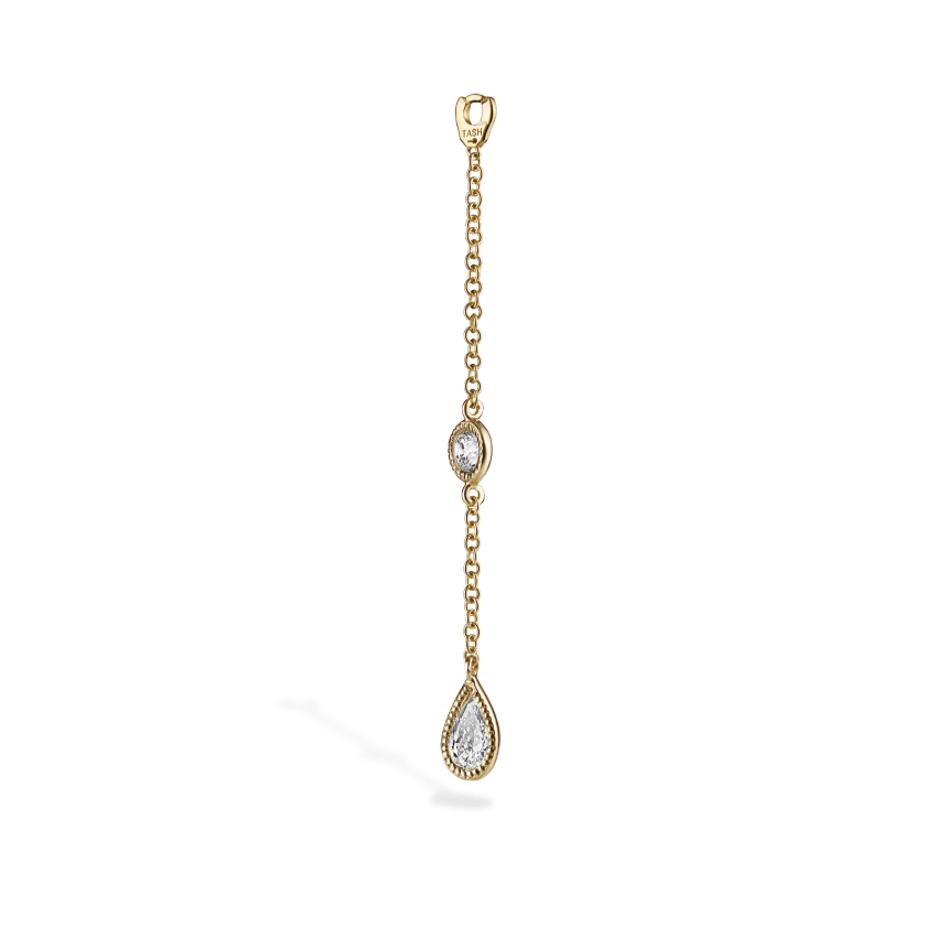 Pendulum Charm Scalloped Set Pear and Round Diamond - Image 5