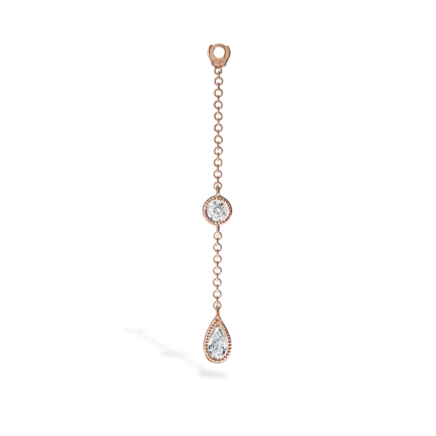 Pendulum Charm Scalloped Set Pear and Round Diamond - Image 8