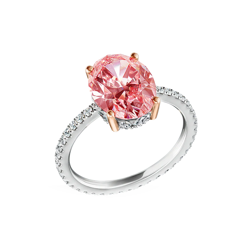 Pink Oval Diamond Eternity Finger Ring