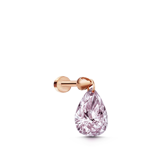 Natural Pink Pear Floating Diamond Threaded Charm Earring With Titanium Backing - Image 3