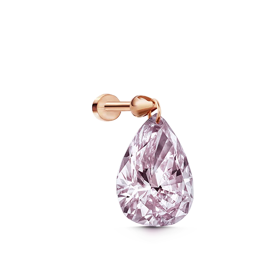 Natural Pink Pear Floating Diamond Threaded Charm Earring With Titanium Backing - Image 9