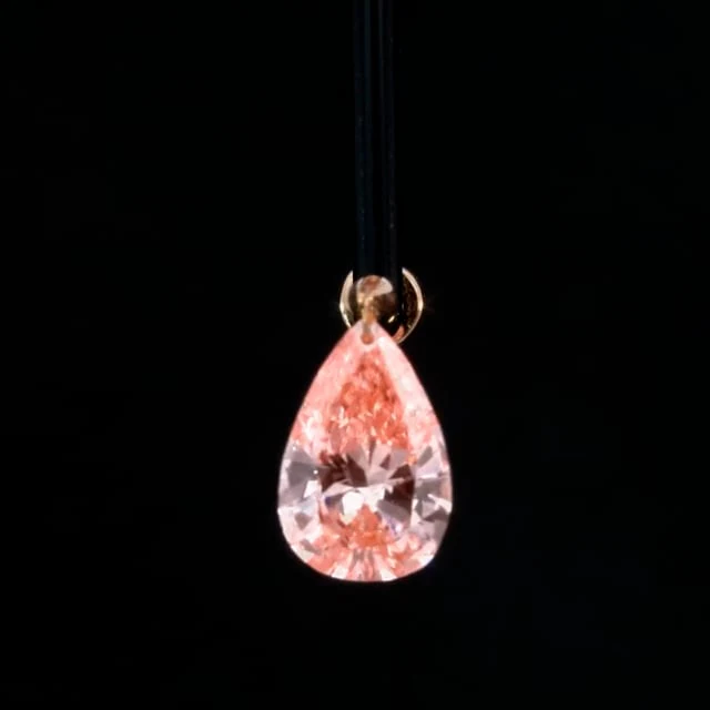 Pink Pear Floating Diamond Threaded Charm Earring With Titanium Backing - Image 8
