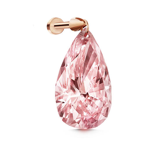 Pink Pear Floating Diamond Threaded Charm Earring With Titanium Backing - Image 9