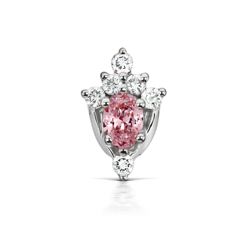 Pink Sapphire and Diamond Tash Tiara Threaded Stud Earring With Titanium Backing - Image 2