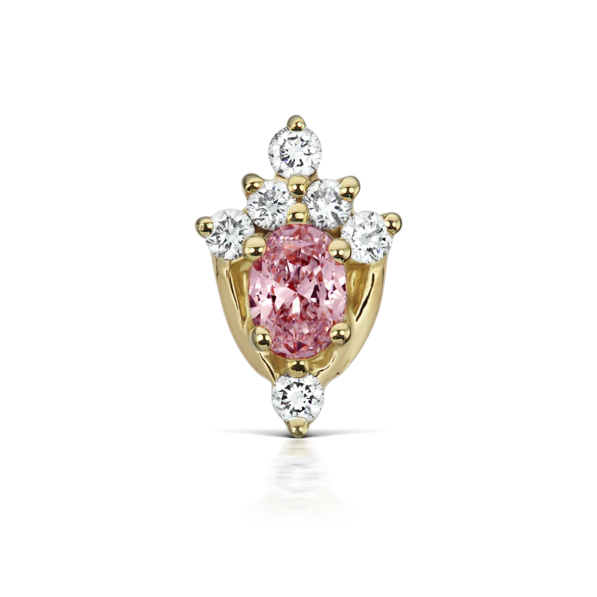 Pink Sapphire and Diamond Tash Tiara Threaded Stud Earring With Titanium Backing - Image 5