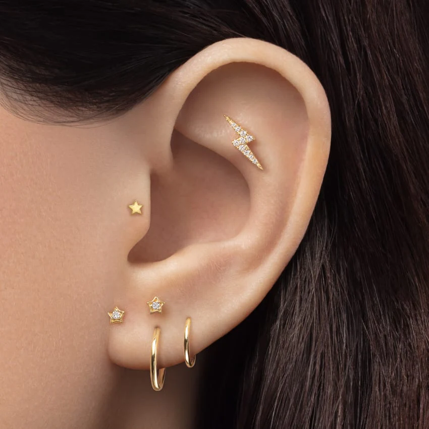 Plain Star Threaded Stud Earring - Image 3