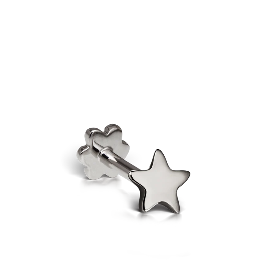 Plain Star Threaded Stud Earring With Titanium Backing