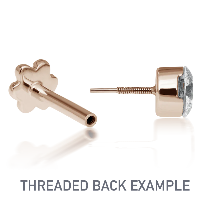 Plain Starburst Threaded Stud Earring With Titanium Backing - Image 4