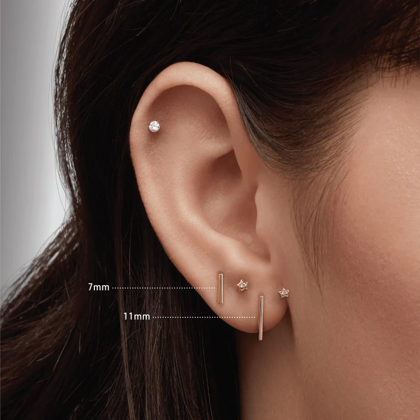 Polished Round Bar Stud Earring - Image 12