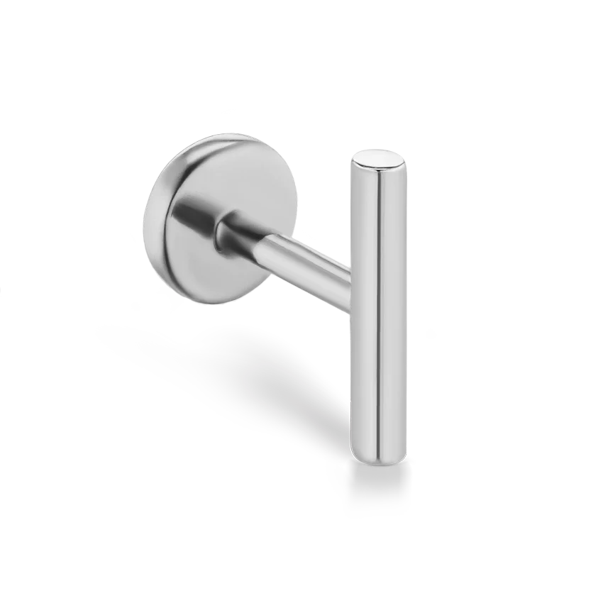 Polished Round Bar Threaded Stud Earring With Titanium Backing