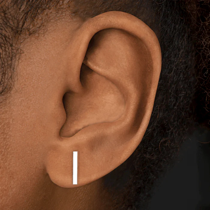 Polished Square Bar Threaded Stud Earring - Image 18