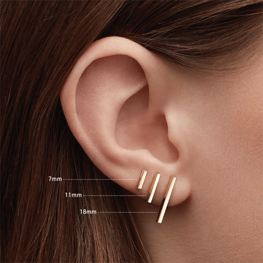 Polished Square Bar Threaded Stud Earring - Image 19