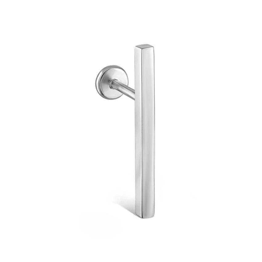 Polished Square Bar Threaded Stud Earring With Titanium Backing - Image 10