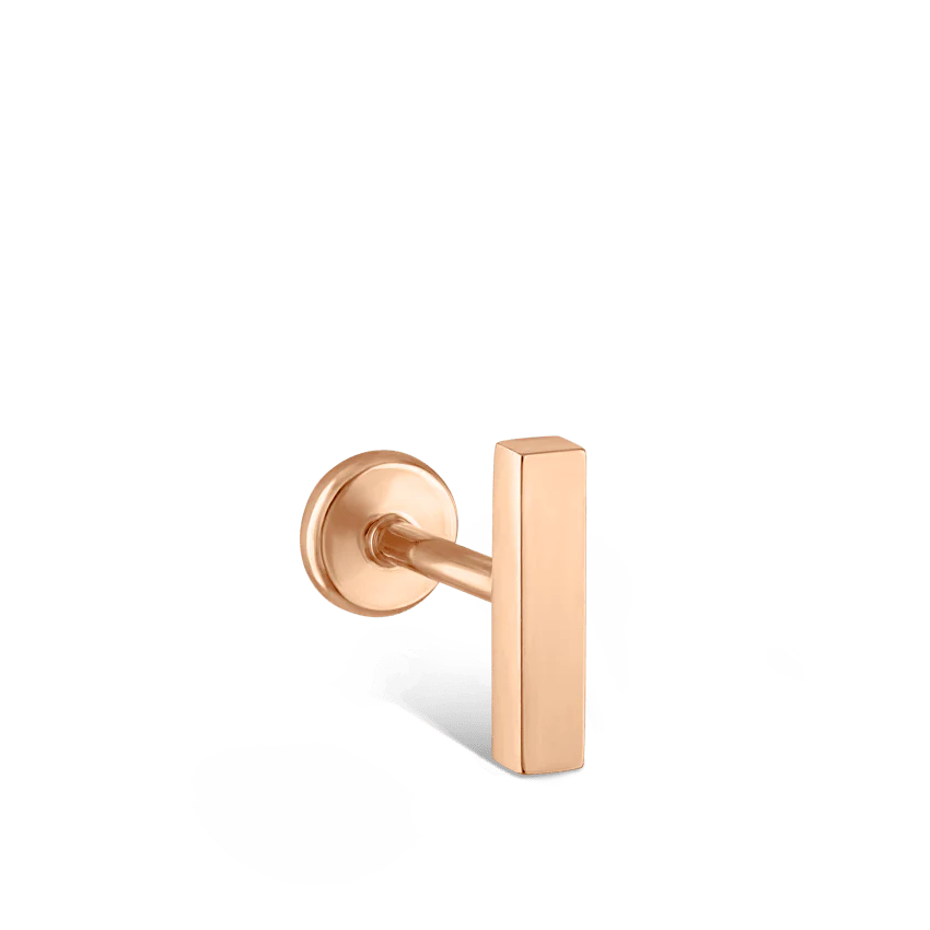 Polished Square Bar Threaded Stud Earring With Titanium Backing - Image 24