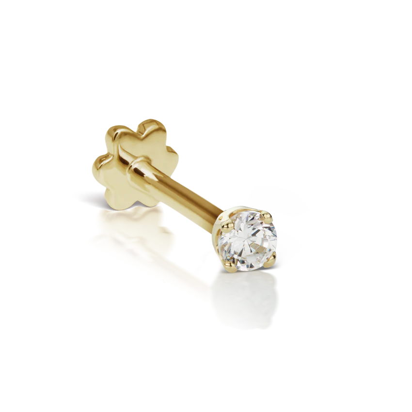 Prong Set Cubic Zirconia Threaded Stud Earring With Titanium Backing - Image 2
