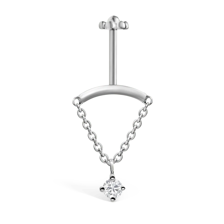 Prong Set Diamond Drape Threaded Stud Earring - Image 13