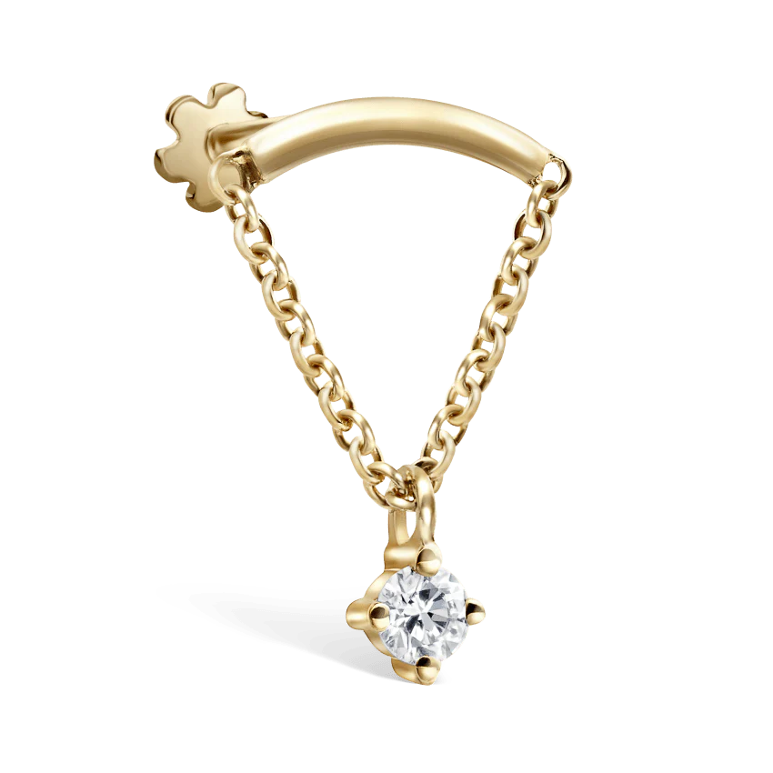 Prong Set Diamond Drape Threaded Stud Earring - Image 16