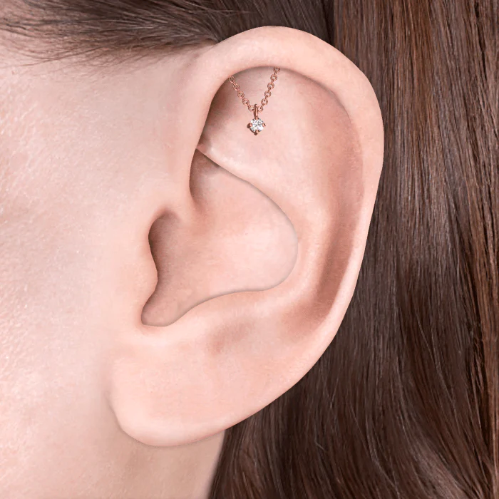 Prong Set Diamond Drape Threaded Stud Earring - Image 22