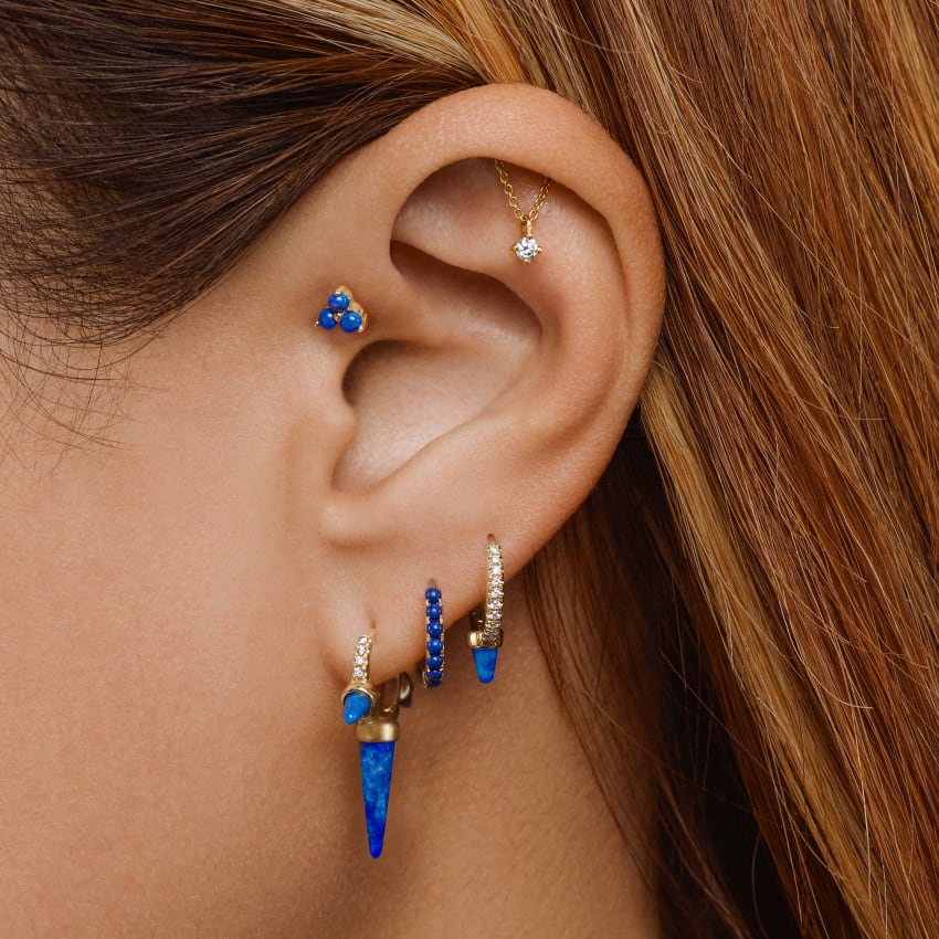 Prong Set Diamond Drape Threaded Stud Earring - Image 31