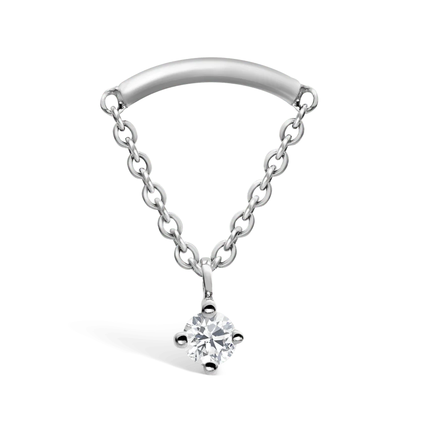 Prong Set Diamond Drape Threaded Stud Earring - Image 7